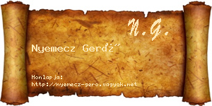 Nyemecz Gerő névjegykártya